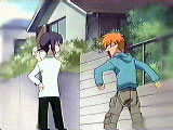 Yuki and Kyo fighting over the right way to Tohru's grandfather's house